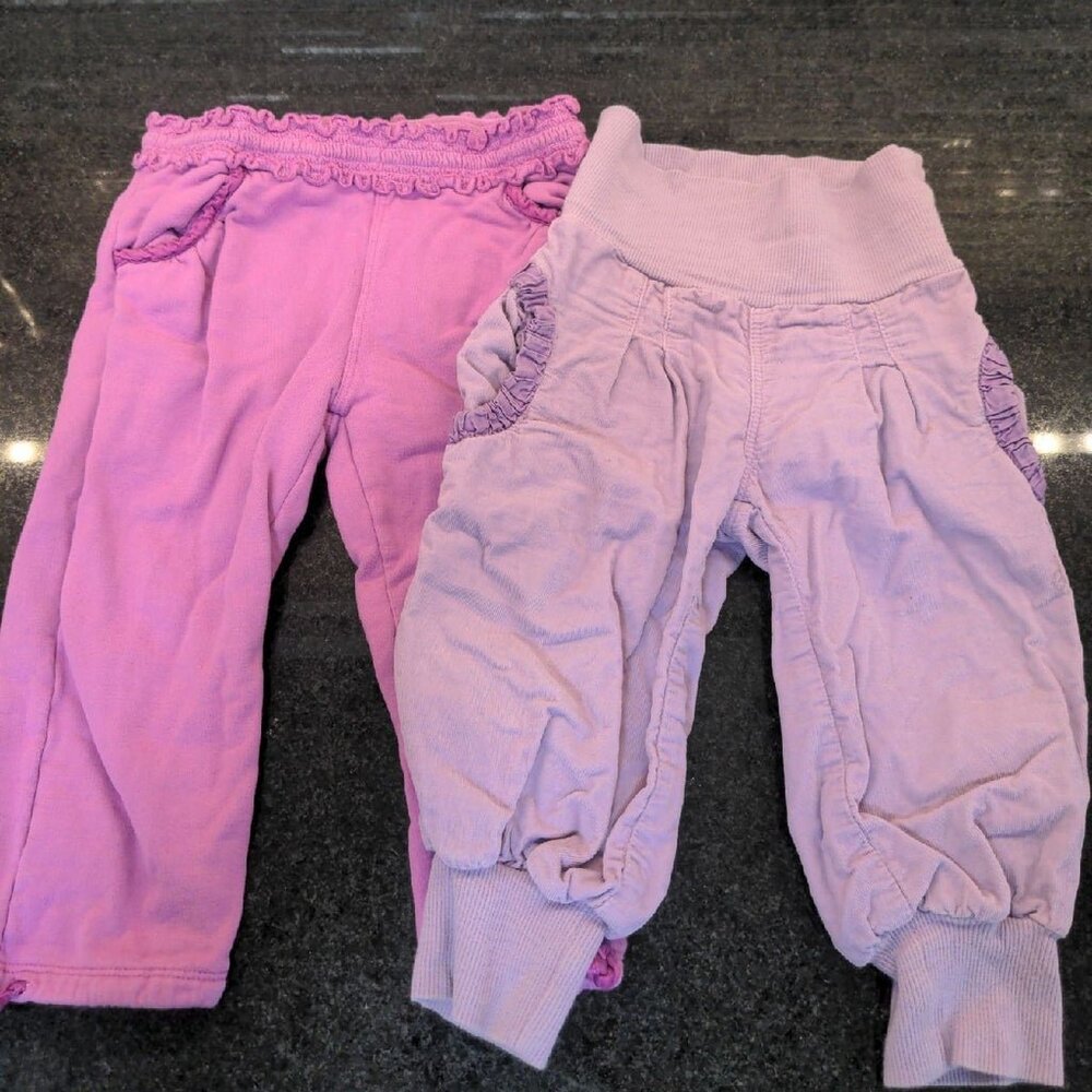 DEHA SET OF 2 TODDLER PANTS 12M and 18M GIRLS PURPLE LUXURY BRAND SPORTY